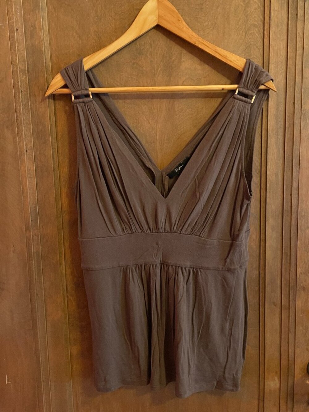 2000s Express VTG Brown Goddess Top, Gold Accent Sz M - Y2K Collectable Vintage